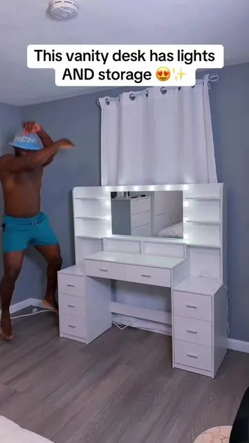 Create your dream makeup station with this Large Vanity Desk 💄✨ ✔️ LED mirror with 3 lighting modes ✔️ Adjustable brightness ✔️ 8 drawers + 6 storage shelves ✔️ Built-in power outlet ✔️ Perfect for makeup, skincare & accessories Everything organized in one beautiful space! Perfect for your bedroom or beauty room — clean, elegant, and super practical 💖 #TikTokShopFinds #VanityDesk #BeautySetup #RoomUpgrade #Chen_Sal