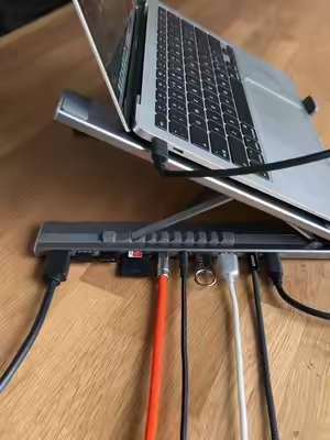 No extra accessories needed . This one stand covers everything #laptopstand #laptop #dockingstation #macbook #tiktokshopspringglowup 