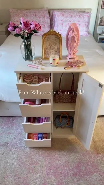 Can’t believe how much this cabinet fits ✨ #storage #cabinet #nightstand #vanity #bedroom 