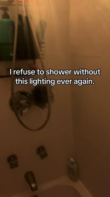 Isn’t this the coolest light! #showerlight #coolroom #spa #roomupgrade #lighting 