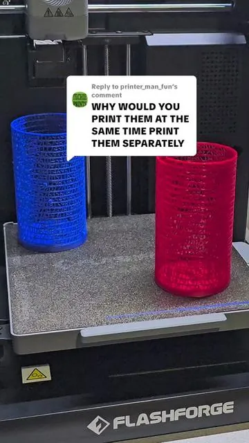 Replying to @printer_man_fun Using print by object instead of print by layer. Object placement is critical, but it's a great way to get two things in different color in a single print. @flashforge_official #flashforge #ad5x #3dprinting #piday #oddlysatisfying 