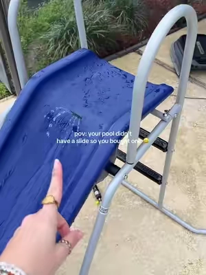 Can’t wait for summer because this is going to be the biggest hit 😆 #waterslide #pool #poolslide #tiktokshopspringglowup 
