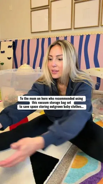 MOM HACK for storing outgrown baby clothes and hand-me-downs and saving SO much closet space #momhack #sahmtok #babyclothesorganization 