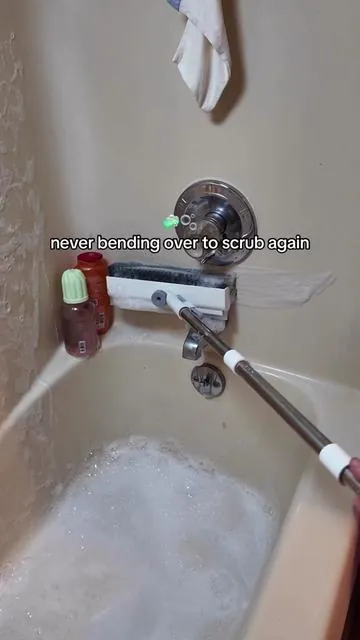 stop blowing your back out scrubbing floors!  #bathroom #bath #brush #tiktokshopspringglowup 