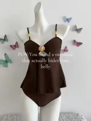 This tankini is giving confidence without the corset #swimsuit #tankini #springstatements #belly #slimming 