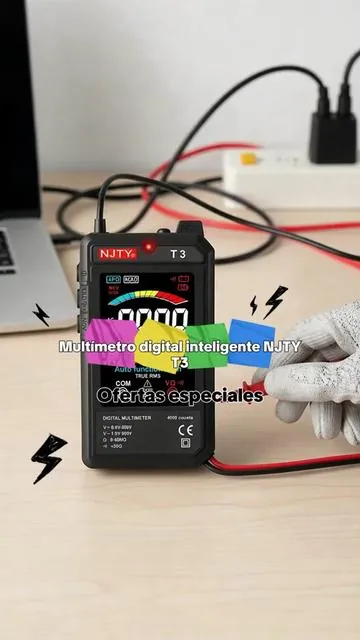 Multímetro digital NJTY T3 con medición automática, voltímetro y probador de resistencia, herramienta recargable. 