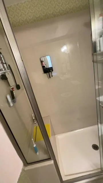 Fogless shower mirror that sticks right to your wall and doubles as a tray to hold your razor and essentials while you shave #tiktokshopcreatorpicks #tiktokshopstockup #tiktokshopspringglowup #showerupgrade #mensgrooming 