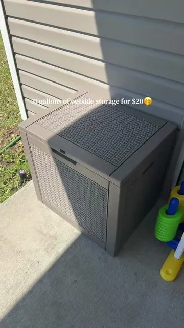 perfect for gardening tools, kid toys, patio cushions, literally anything!! #summermusthaves #storageboxorganizer #backyardstorage #storagehacks #parenthack 