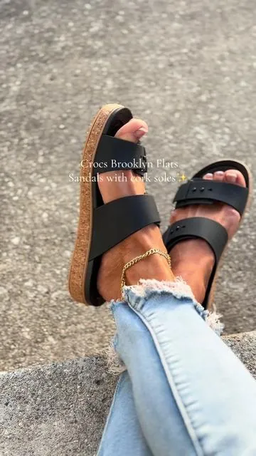Absolutely love @Crocs made the lower version with the cork! #crcos #crocssandals #2strapsandals #comfysandals #tiktokshopcreatorpicks 