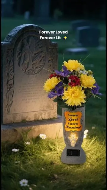 Forever Loved, Forever Lit ✨ Let Your Remembrance Shine Day and Night. #GraveDecor #MemorialGift #SolarLight #SympathyGift #ForeverRemembered