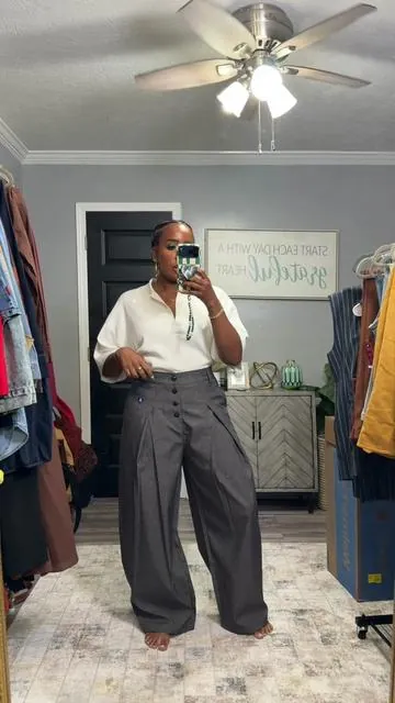 These trousers are so cute so happy I brought them! @Aelfric Eden Shop #worktrousers #widelegpant #fashionover40 got a size large. I’m 5’5, 160 lbs size 10 