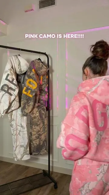 BEST. DAY. EVER.🙌🏼 Pink camo sets just dropped!!!💕🔥 you can’t see them but the pants are cuffed at the bottom, GAME CHANGER!🙌🏼 @God’s Love Overcomes #christianhoodie #sweatset #christianapparel #christianbrand #godsloveovercomes 