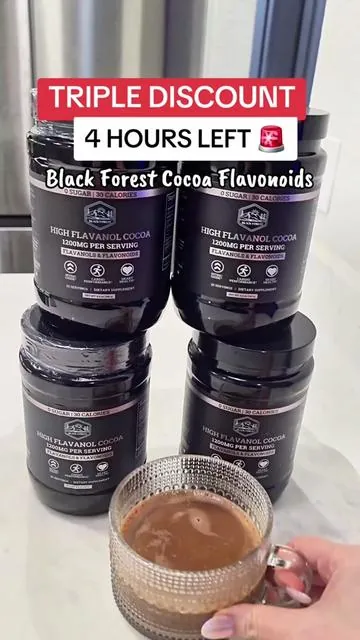 Black forest cocoa flavanol 4 pack is on a major sale RN! RUN! #blackforest #cocoa #cocoaflavanols  #TiktokShopCreatorpicks  *Final Price/ Shipping/ Coupons/ Discounts may differ based on your TikTok account, available coupons, and current promotions. Always refer to product listing for up-to-date offers.