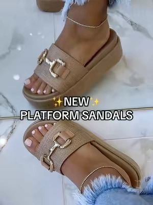 Loving these new platform sandals in the coffee color!  #platformsandals #sandals #summersandals #tiktokshopspringglowup #wedgesandals @Coutgo 