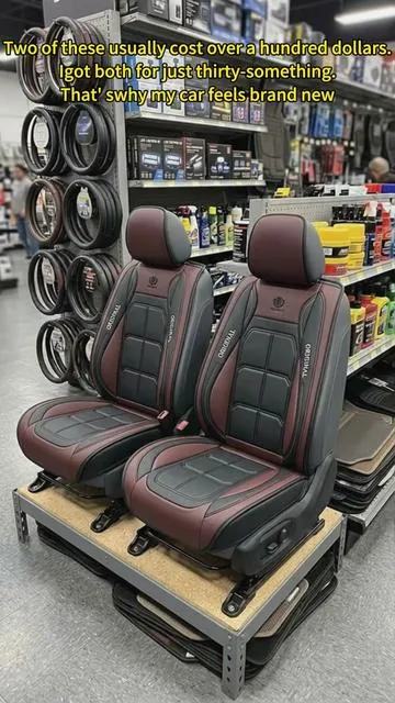 Leather car seat covers Full coverage side design + color blocking – this cover protects and looks fire  #FullWrapSeatCover #CarInteriorProtection #UniqueCarStyle #carseatcover #LeatherCarSeats 