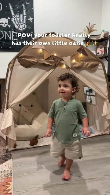 My little one is OBSESSED with his cozy play tent 😭✨ it’s officially his own little oasis for reading, playing, and winding down 🤍 the lights make it feel so magical at night!! such a perfect gift idea 🏕️ @Cool Mallify Shop  #backtoschool #kidsroomdecor #playtent #tiktokshopfinds #giftsforkids
