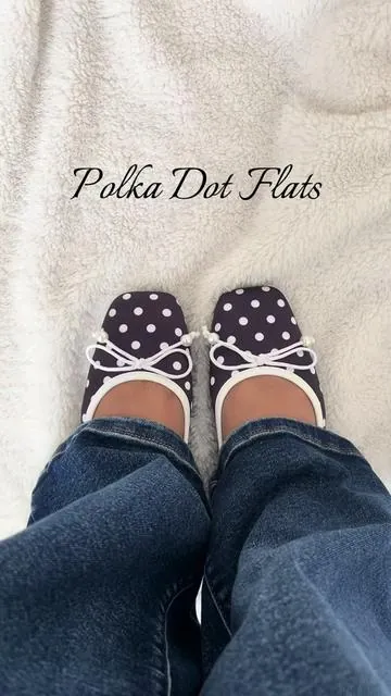 theee cutest polka dot flats with bows!!  #fyp #repost #polkadot #chic #twee 
