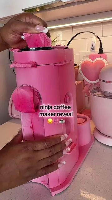 Custom Pink Ninja Coffee Maker, Yes I spray Painted it, Safely🎀 @Ninja Kitchen #pinkaethetic #coffeemaker #ninjacoffeemaker #ninjakitchen #kitchenappliance  