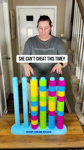 Giant Color Stack Challenge  @Relatable  #colorstack #game #outdoorgames #familyfun #tiktokshopcreatorpicks 