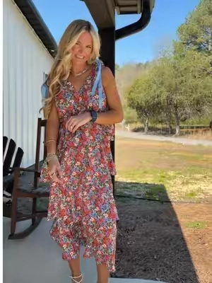 The perfect Easter dress! This is one of the prettiest dresses ever! The ruffle tiers and bows are adorable! #tiktokshopcreatorpicks #tiktokshopspringglowup #springootd #Easterdress #springdress 