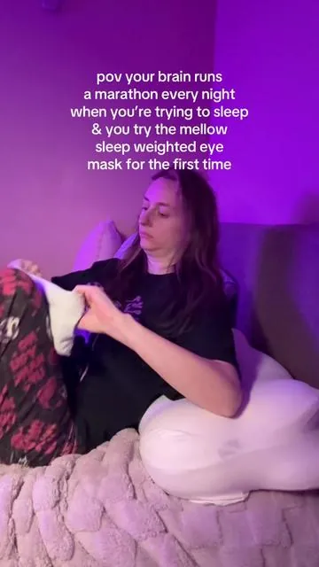Overstimulated brains need something to calm our nervous system down at night. I don’t sleep without my mellow sleep weighted eye mask. Really helps calm racing thoughts. #overstimulated #adhd #weightedeyemask  #eyemask #mellowsleep @Mellow Sleep 