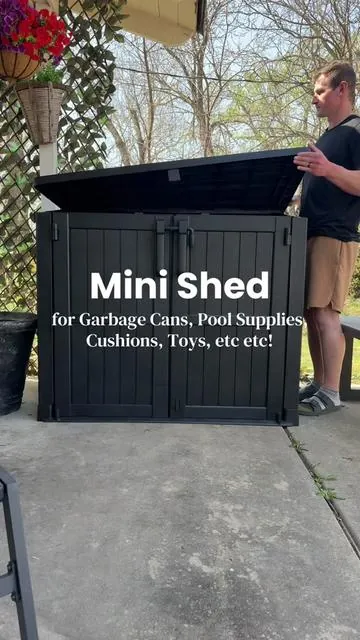 Great for garbage cans, lawnmower, pool equipment, bike, firewood, seasonal items, etc etc! More colors available!  #minished #outdoorstorage #shed #greenish #tiktokshopspringglowup 