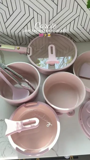 #tiktokshopspringglowup #carotecookware #pinkcookware #ceramiccookware #nonstickpans 