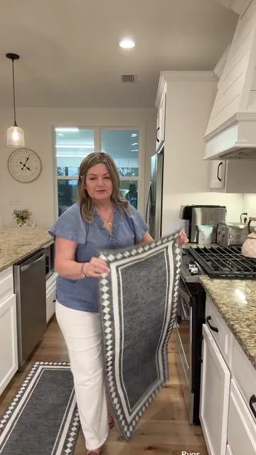 I love this set of 3 rugs—machine washable, nonslip, and they pulled my whole kitchen together. Easy to clean and makes such a difference! #kitchenrugs #washablerugs #nonsliprugs #rugsset #Greenish