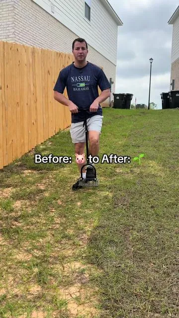 Something everyone needs if you own a yard #lawnaeration #lawncare #greengrass 