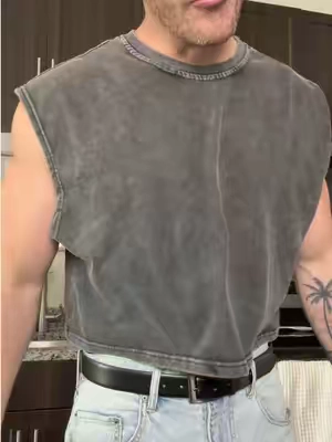 Fire acid wash cropped tanks  #menshirt #tiktokshopspringglowup 