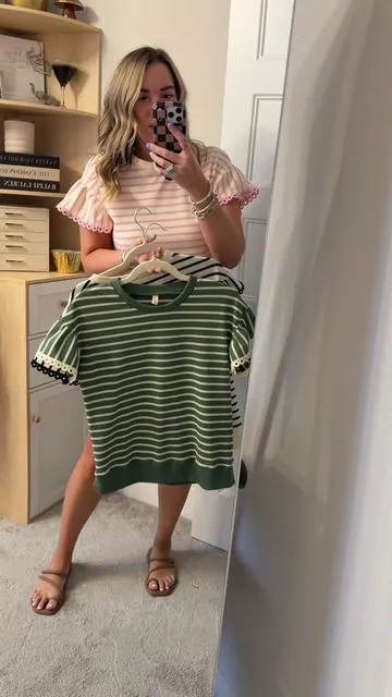 @SHEWIN #cutetop #stripedtop #cutefashion #womenstop #greenish 