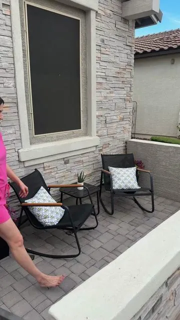 No cushions- spray them down with a hose! 🥰 #outdoorliving  #patiofurniture #affordablechairs  #springporch  #tiktokshop 