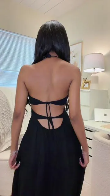 just found the most gorg dress ever 🖤 #goingoutoutfit #summerdress #openback #maxidress #weddingguestdress 