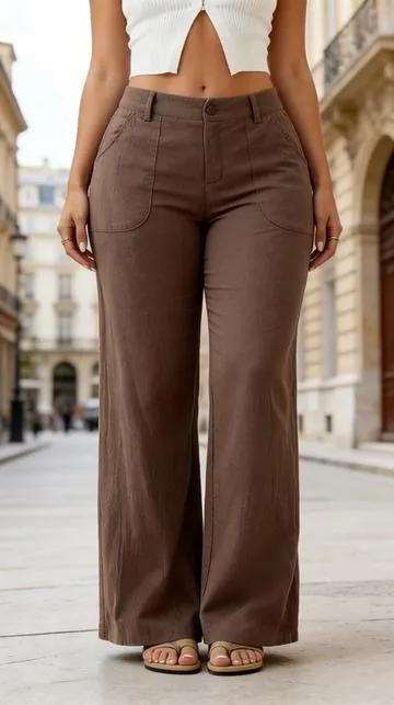 Women's Classical Linen Palazzo Pants Summer Flowy Wide Straight#palazzopants #pants #tiktokshop #spotlightfinds #streetwear 