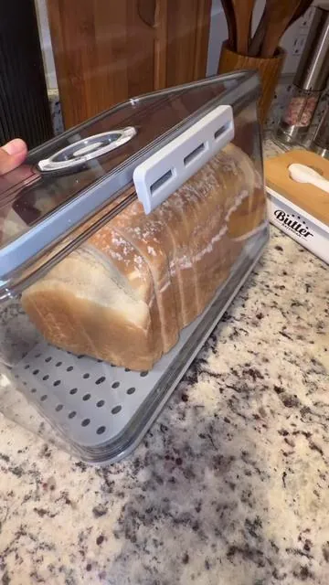 Recipiente hermético para pan 🍞 mantiene fresco suavecito y libre de humedad el pan  #panera  #panfresco  #cosasdecocina 
