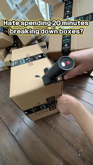 🏢Apartment struggles! Fined for not flattening boxes? Chop them in 30 secs and save your money! #electricscissors #cardboardcrafts #sewtok #tiktokshop #fyp