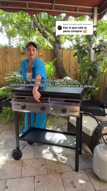 Replying to @arielys_and Es un 2 en 1 que puedes usar según lo que vayas a cocinar: hoy fogón para tus ollas, mañana plancha para carne o desayuno. Súper práctico, ahorra espacio y perfecto para el patio. #propanestove#griddle#tiktokshopspringglowup#TikTokShopCreatorPicks#greenish  