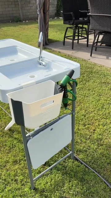 This is meant for cleaning fish… but I use it for my backyard and it made everything outside so much easier 🏠✨ ##outdoorsink##outdoorliving##tiktokshopcreatorpicks##homefinds##backyardmusthave 