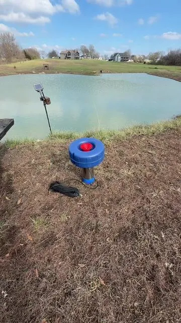 Pond fountain to aerate and move water in your pond or lake #pond #pondfountain #fountain #lake 