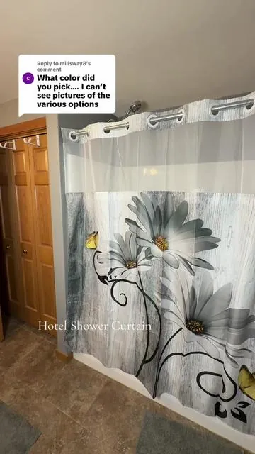 Replying to @millsway8 mine is gray. I love these and have them in every bathroom! #daisies #hotelshowercurtain #showercurtain #bathroomupgrade #tiktokshopcreatorpicks 