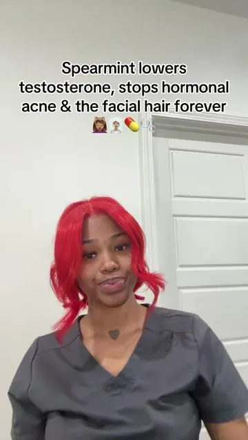 Spearmint lowers testosterone, stops hormonal acne & the facial hair forever💆🏽‍♀️🧖🏽‍♀️💊🫧 #fyp #viral #spearmint 