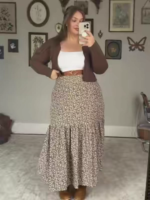 OBSESSED WITH THIS SKIRT. #plussizefashion #curvyfashion #midsizefashion #maxiskirt #greenish 