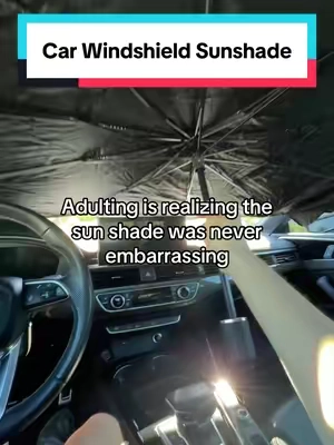 This foldable car umbrella is the best sunshade for your windshield! It blocks hot sun and harmful UV rays to keep your car cool and protected. #carsunshade #windshieldsunshade #sunshade #caraccessories #summeressentials 
