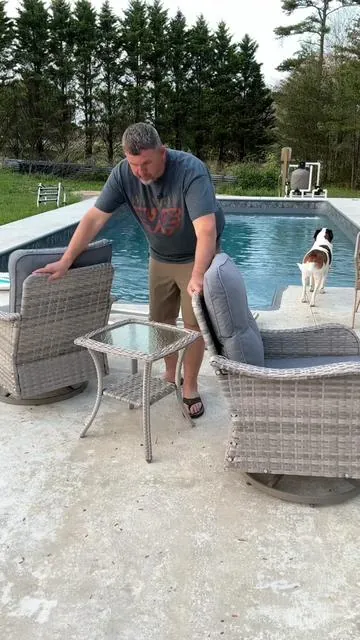 Wicker patio rocker glider 3 piece set #patiofurniture #patiochairs #outdoorfurniture #patioset #tiktokshopcreatorpicks 