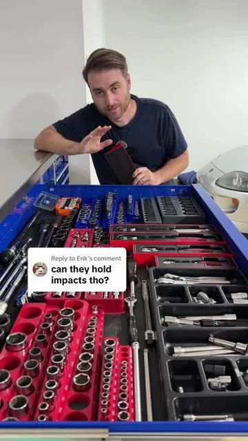 Replying to @Erik let’s see if the magnetic socket organizers can hold impact sockets too! #sockets #socketorganizers #tools #toolbox #garage 
