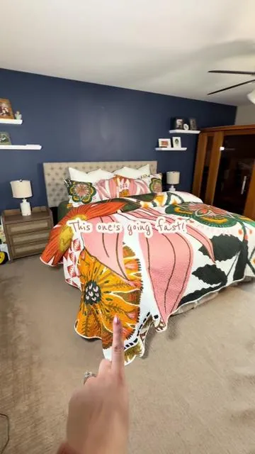 Tyrot 3 pice boho floral quilt set for summer bedding! #summerbedding #tiktokshoprestock #beddingrefresh 