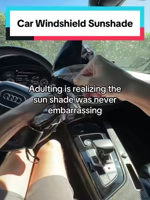 This foldable car umbrella is the best sunshade for your windshield! It blocks hot sun and harmful UV rays to keep your car cool and protected. #carsunshade #windshieldsunshade #sunshade #caraccessories #summeressentials 