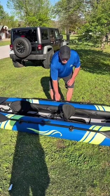 Grab a partner and hit the water 🚣‍♂️ This 2-person inflatable kayak is built for stability, easy setup, and adventure—with glow-in-the-dark visibility and everything you need included. #kayak #inflatablekayak #kayaking #summerfun #tiktokshopcreatorpicks 