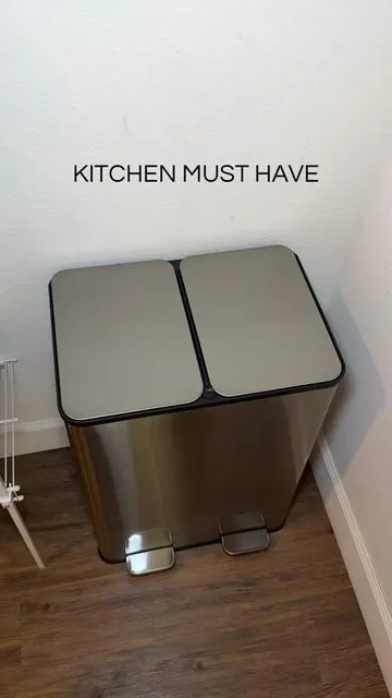 @Sweetcrispy Shop #trashbin #kitchenmusthaves #dualtrashcan #stainlesstrashcan #kitchentrashcan 