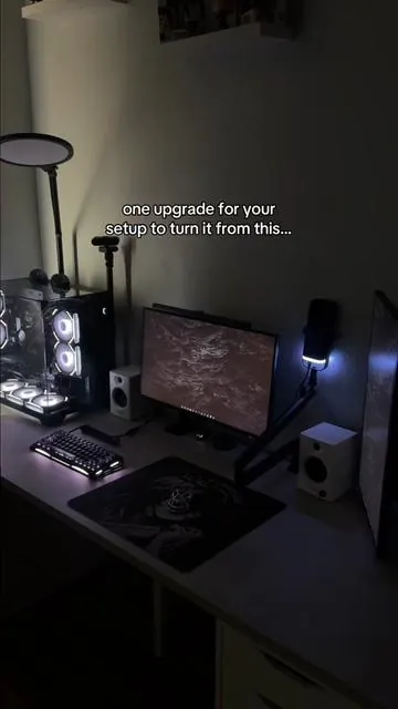 Definitely will upgrade your setup alotttt #monitorlightbar #desksetup #cozysetup #pcgaming #setup 